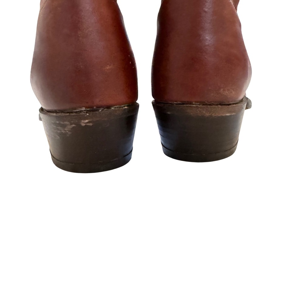 Dan Post Western Vintage Cowboy Boots Leather Red Brown Woman Size 11.5 EW 80's - Picture 10 of 16